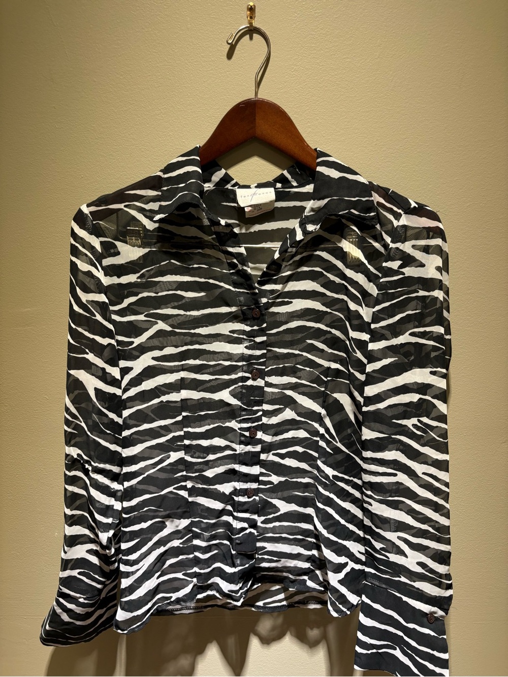 Fenomenon Y2K/Vintage Sheer Zebra Print Blouse — Size M